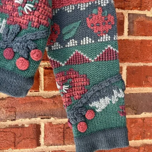 All Week Long Shetland Wool Sweater Vintage Size P Chunky Granny Cottagecore - Picture 2 of 6